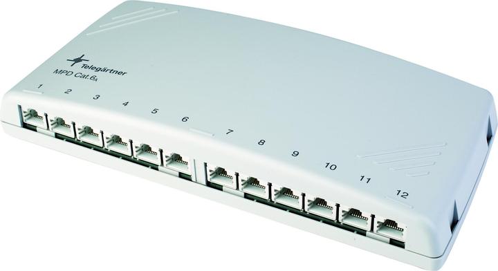 Telegärtner Network Patch Panel Mini Distributor 12 HS K Cat.6A, alpine white