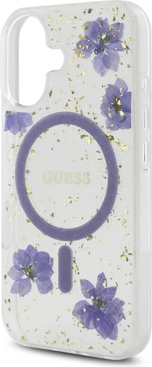 Image du produit Guess Case Resin Flowers Glitter MagSafe for iPhone 16 purple (Apple iPhone 16)