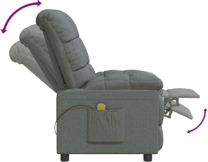 Image du produit VidaXL Fauteuil de massage Fauteuil de télévision Fauteuil de relaxation Tissu gris foncé