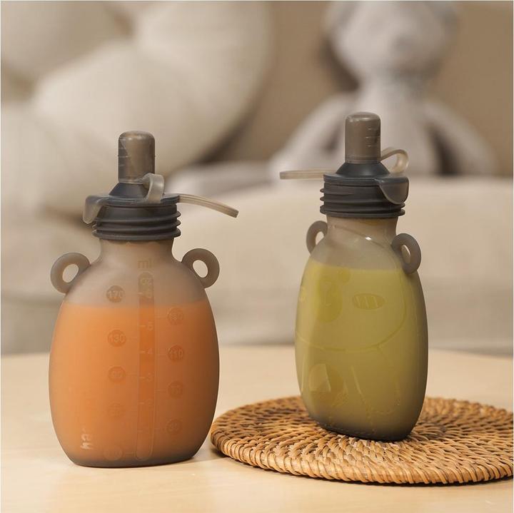 Actual product image Haakaa Happii Bear Silicone Goody Pouch - 170ml - 2pcs - Grey
