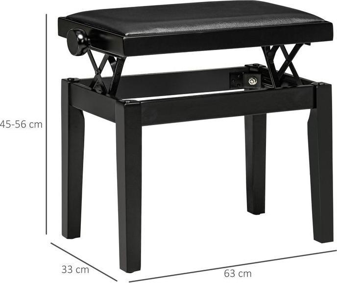 Produktbild Swisshandel24 Klavierbank, Pianostuhl, höhenverstellbar, eleganter Hochglanz, Kunstleder+Kautschukholz, schwarz, 6