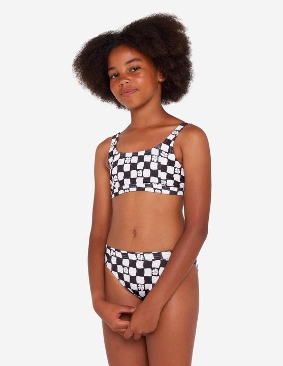 Image du produit Olaian Haut de maillot de bain brassière réglable Fille - 500 Nora noir et blanc