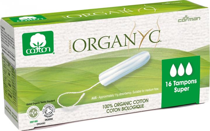 Organyc Tampons Super ohne Applikator - 100% biologische Baumwolle (16 x, Large)