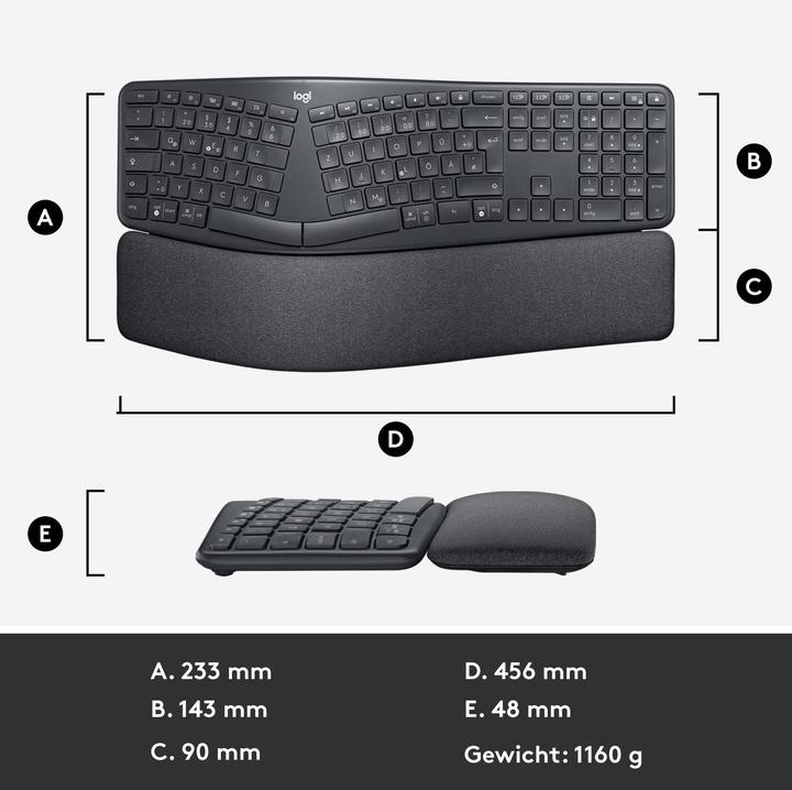 Actual product image Logitech Ergo K860 Split Keyboard for Business (CH, Wireless)