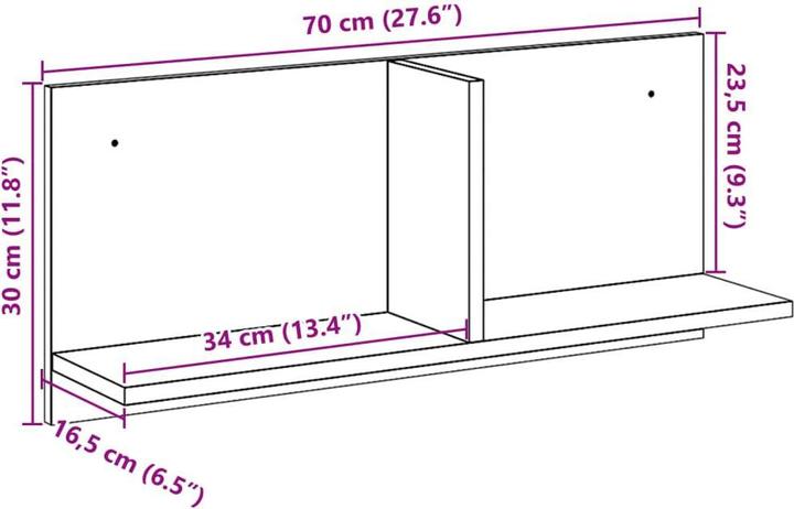 Produktbild VidaXL Wandregal (70 x 16.5 x 30 cm)
