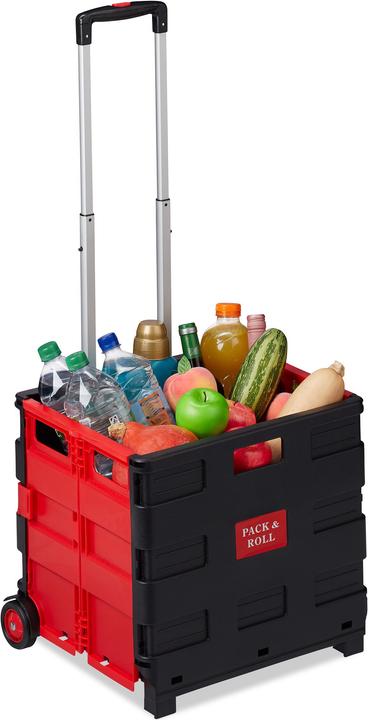 Actual product image Relaxdays Folding Shopping Trolley, Telescopic Handle