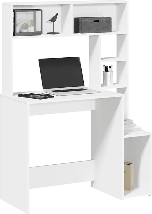 Actual product image VidaXL Desk with shelf White 100x45x140 cm Wood-based office desk Table (100 x 45 x 140 cm)