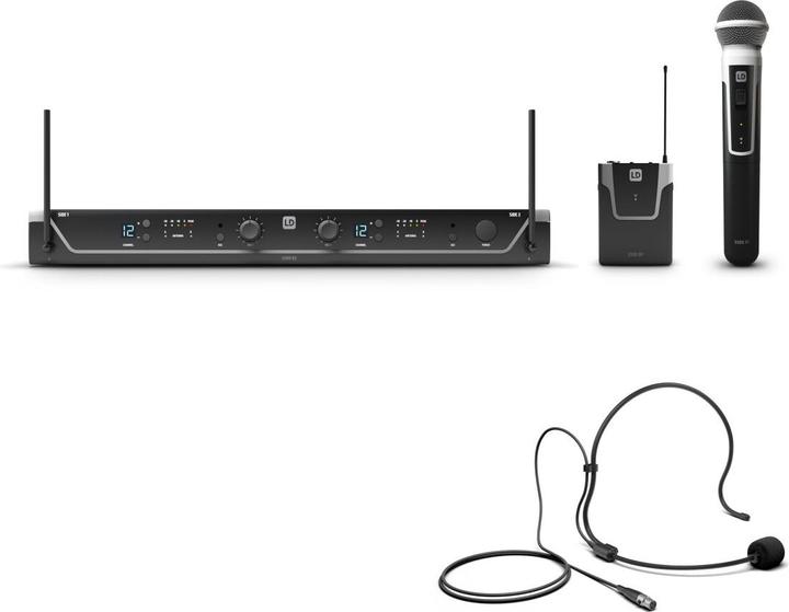 Produktbild LD Systems U305 HBH 2 - Funkmikrofon System mit Bodypack, Headset und Handmikrofon dynamisch, 584 - 608 MHz