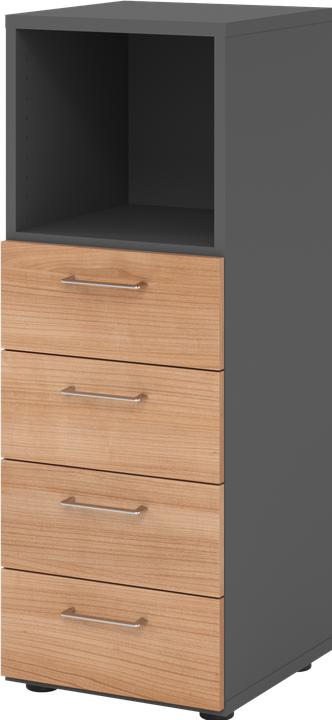 Produktbild Hammerbacher Regal 3OH, 4 Schübe, BS Graphit/Nussbaum
