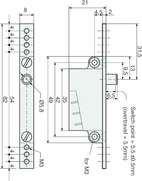 Actual product image BSW Bolt switch contact type U