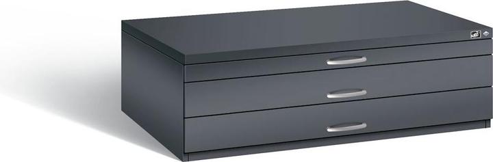Actual product image C+P CP 7200 Plan cabinet black-grey with 3 drawers 135.0 x 96.0 x 42.0 cm (135 x 96 x 42 cm)