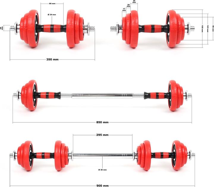Immagine prodotto Luxtri Set di manubri (4 x 0,5 kg, 4 x 2,5 kg, 4 x 1,25 kg)