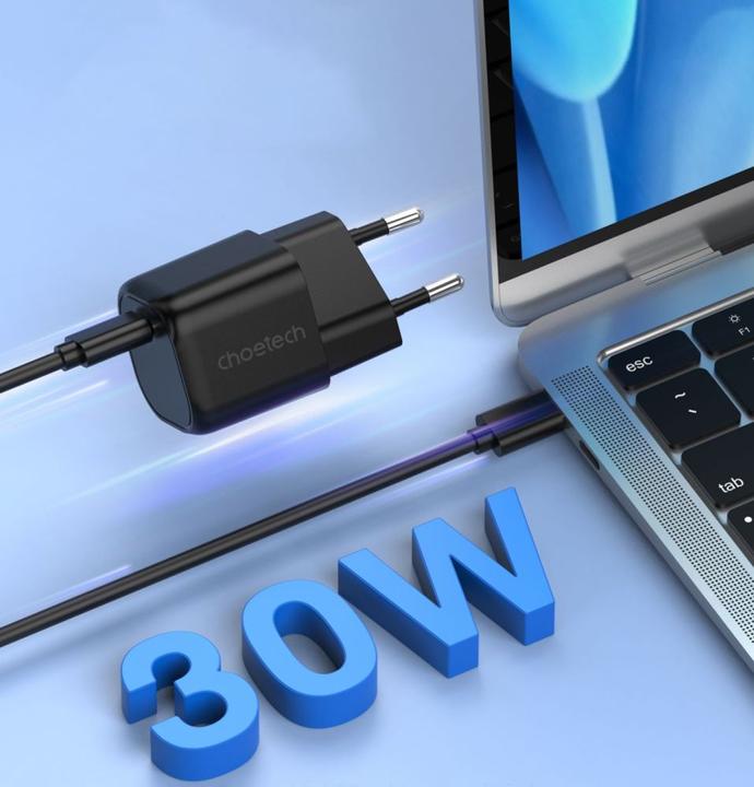 Productafbeelding Choetech GaN USB lader Type C PD 30W zwart (PD5007) (30 W)
