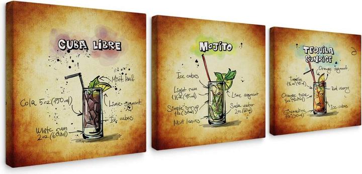 Produktbild Trenddeko Cocktails Set 01 (3-teilig) (50 x 50 cm)