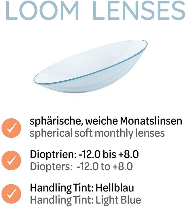 Actual product image LOOM Lenses LOOM Monatslinsen - 3 Stück - weich | BC 8.6 | DIA 14.2 (-12, 3 Piece, Monthly lens)