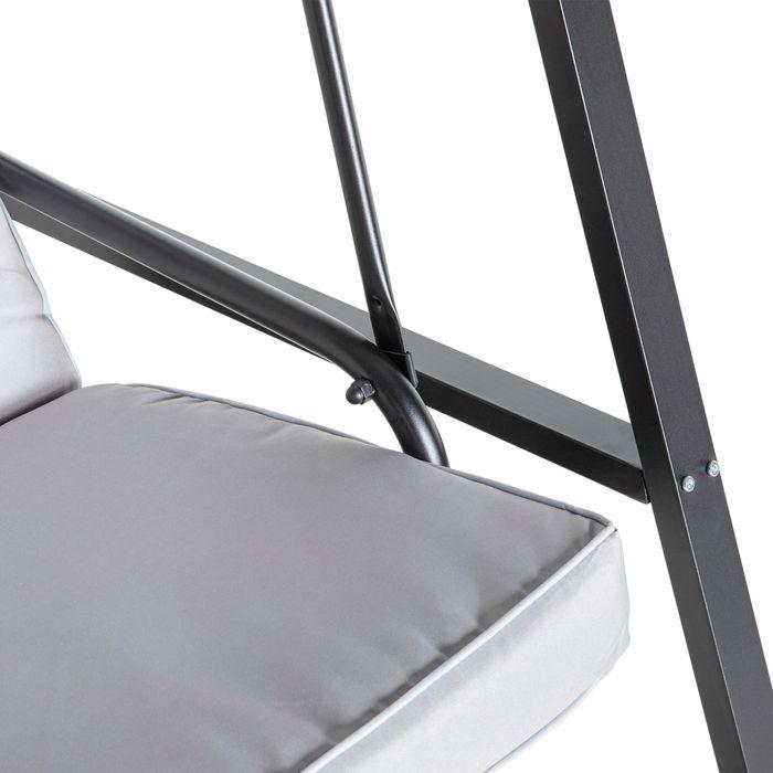 Produktbild Swisshandel24 Hollywoodschaukel 2-Sitzer, verstellbares Dach, Kissen, bis 220 kg, Grau, 145x116x172 cm