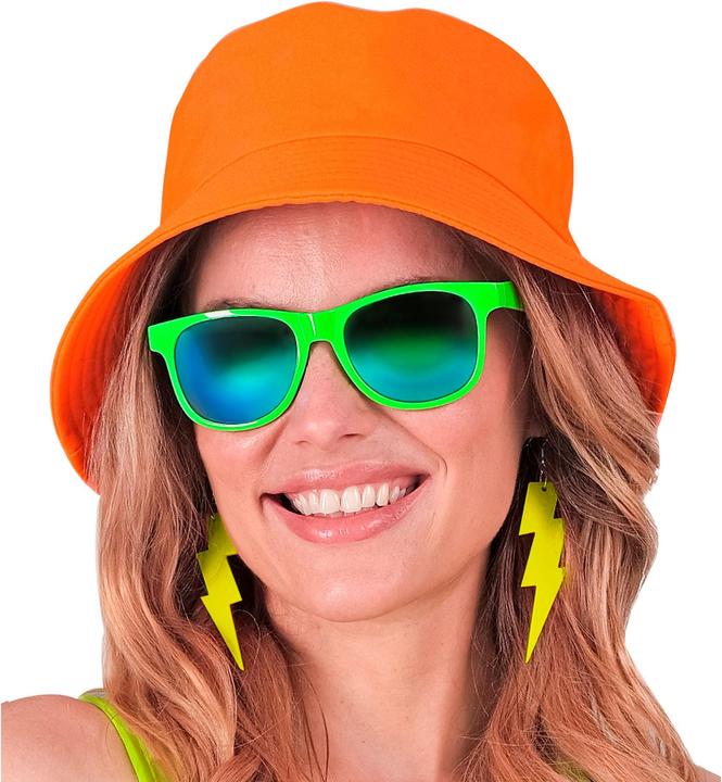 Actual product image Widmann 80s neon bucket fisherman hat in neon orange