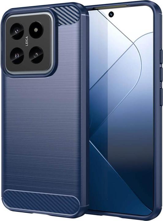 Cover-Discount Xiaomi 14 - Metall Carbon Look Hülle blau (Xiaomi 14)
