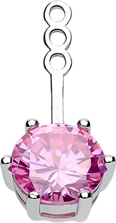 Star Piercing Ohrring Ear Jacket silber mit Kristall pink