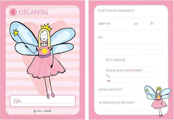 Image du produit 12 cartes d'invitation anniversaire fille (fées). Cartes d'invitation d'anniversaire pour enfants (A6, Quadrillé, Couverture rigide)