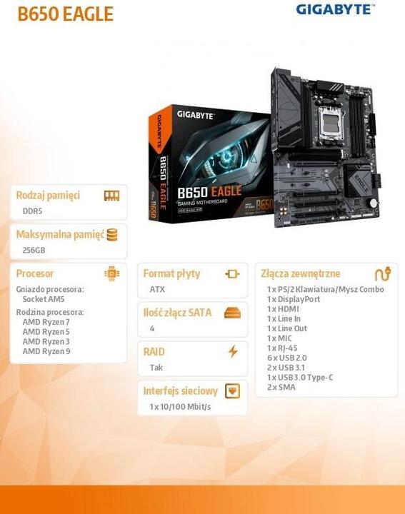 Productafbeelding Gigabyte B650 EAGLE (AM5, AMD B650, ATX)
