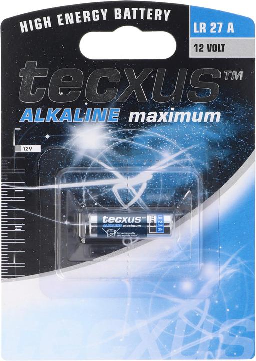 Produktbild Tecxus LR27 A Alkaline Batterie L828, 12 Volt, Abmessungen 28,8 x 8 mm (LR27, 26 mAh)