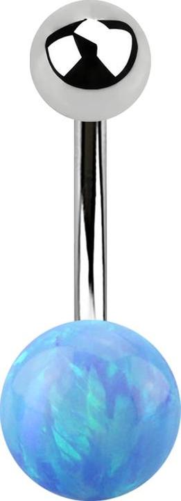 Star Piercing Banane silber mit Kugel und Kugel Opal hellblau (ohne Messing, Chirurgenstahl 316L)