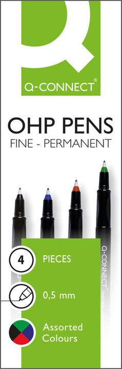 Q-Connect OHP Marker permanent (Mehrfarbig, 0.70 mm, 4 x)