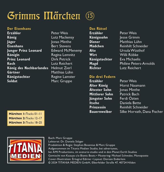 Actual product image Grimms Märchen 15 Der Eisenhans / Das Rätsel / Die drei Fede