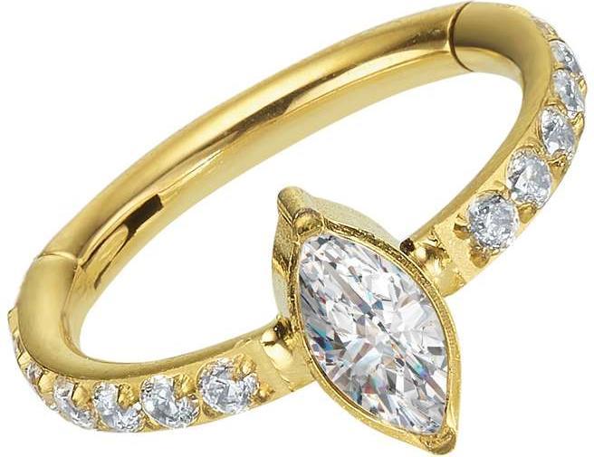 Bijouteria Ohrpiercing (Titan, Kristall, PVD Beschichtung (goldfarbig))