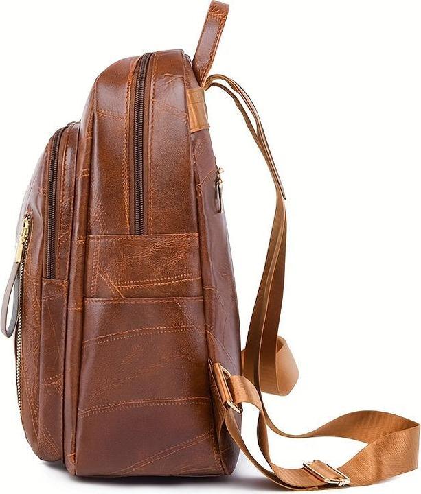 Image du produit Only-Bags.Store Sac à dos rétro texturé, sac à dos de jour en cuir PU à la mode, sac d'école décontracté à couches (26 l)
