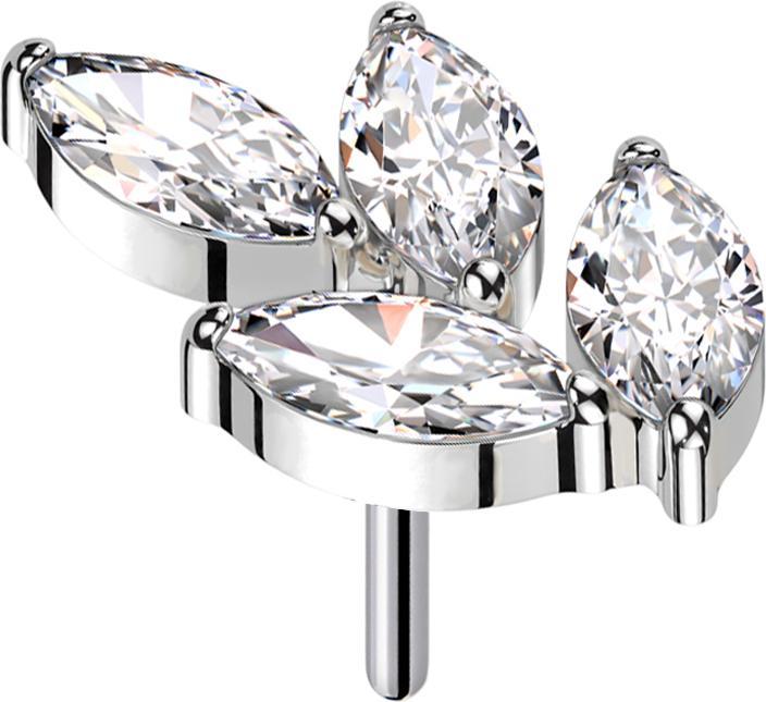 Immagine prodotto Star Piercing Foglia Threadless argento quattro cristalli argento (Titanio G23, senza ottone)