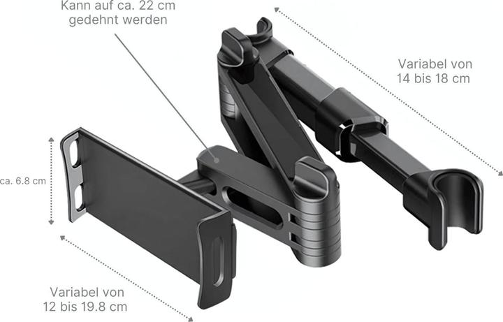 Image du produit Hermex Support de tablette pour voiture Support d'appuie-tête pour tablette Support de téléphone portable