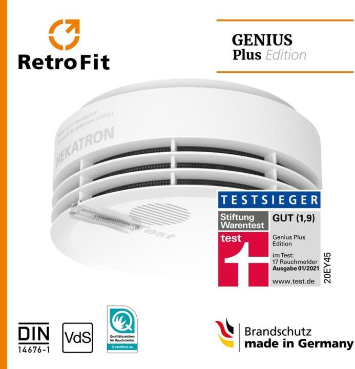 Actual product image Hekatron Genius Plus smoke detector