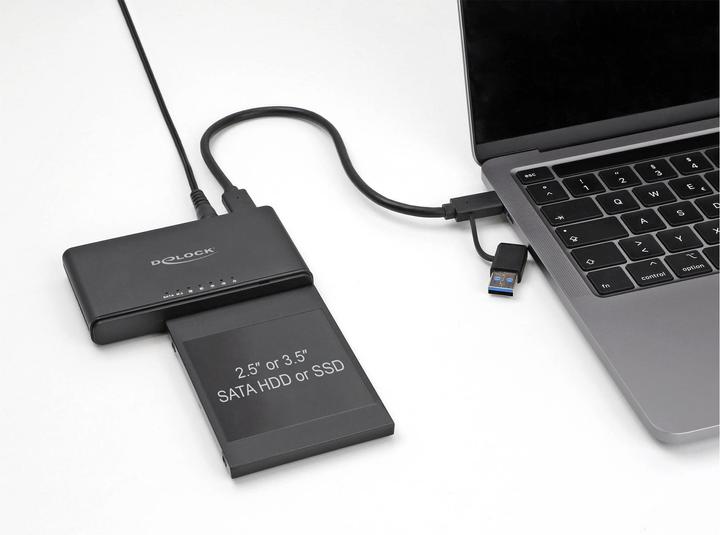 Produktbild Delock USB Type-C Konverter für 1 x M.2 NVMe SSD + 1 x SATA SSD / HDD