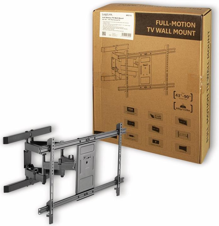 Image du produit LogiLink Support TV mural, 4390", inclinable, pivotant, 60 kg max. (Mur, 90", 60 kg)