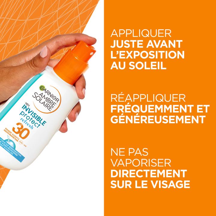 Produktbild Garnier Ambre Solaire Invisible Protect & Refresh Spray LSF 30 (Sonnenspray, SPF 30, 200 ml, 206 g)