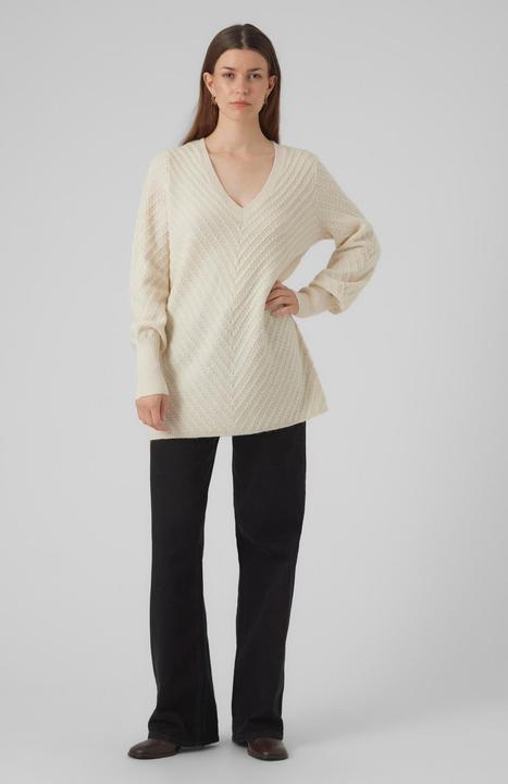 Produktbild Vero Moda VMANJASTINNA LONG V-NEK PULLOVER GA EXC Strickpullover (M)