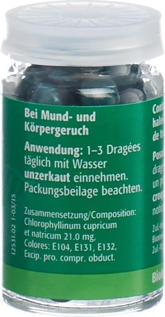 Nährwerte und Zutaten Biomed 1001 Blattgrün