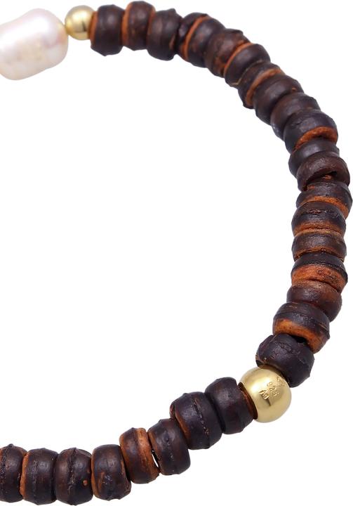 Immagine prodotto Elli Bracciale PREMIUM Perle di cocco Perle d'acqua dolce Argento 925 (16 cm, Argento 925 placcato oro, Perle coltivate d'acqua dolce, Nessuna pietra, Plastico)