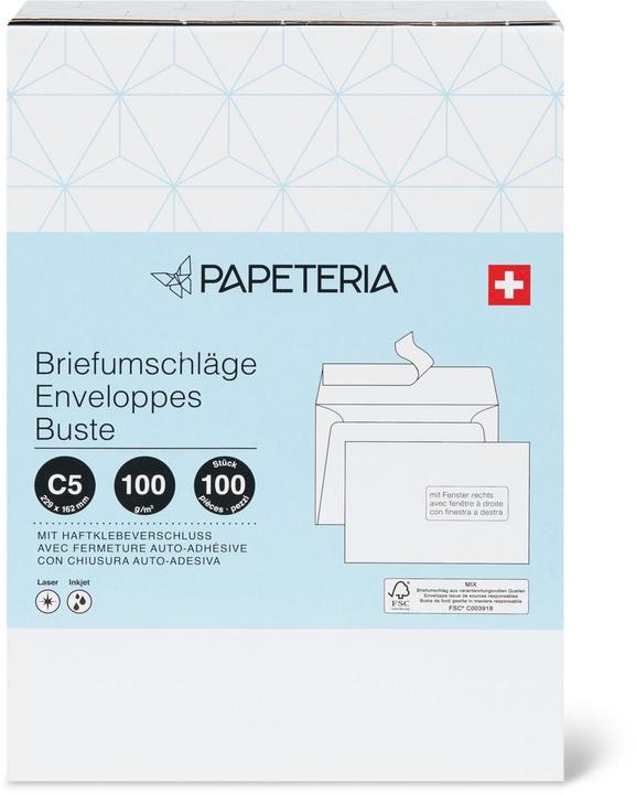Actual product image Papeteria C5 envelopes with window right (C5, 100 x)