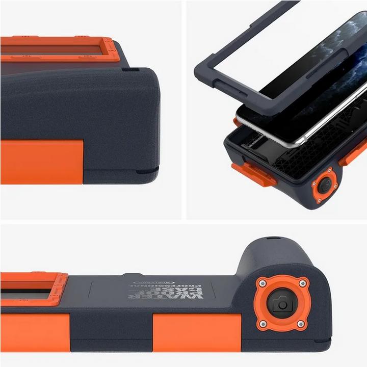 Produktbild PhoneLook SHELLBOX Universelle Smartphone Hülle Professional Waterproof Case 2nd Generation (15 Meter) Orange (Apple iPhone 13 Pro Max, Apple iPhone 11 Pro Max, Apple iPhone 14, Apple iPhone XS, Apple iPhone 6 Plus, Apple iPhone XS Max, Apple iPhone XR, Apple iPhone 12, Apple iPhone 11 Pro, Apple iPhone 13, Apple iPhone X, Apple iPhone 6, Apple iPhone 8, Apple iPhone 14 Pro Max, Apple iPhone 7)