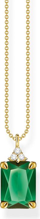 Thomas Sabo Halskette Grüner Stein Gold (925 Sterlingsilber, 750 Gelbgold Vergoldung, 40 - 45 cm)