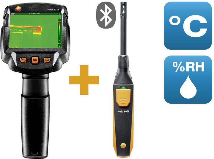 Actual product image Testo 871s Building diagnosis set Thermal imaging camera -30 to +650 °C 240 x 180 pixels 9 Hz