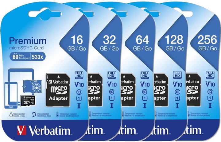 Image du produit Verbatim Carte Micro SDXC de classe 10 (128 Go, microSDXC, U1, UHS-I)