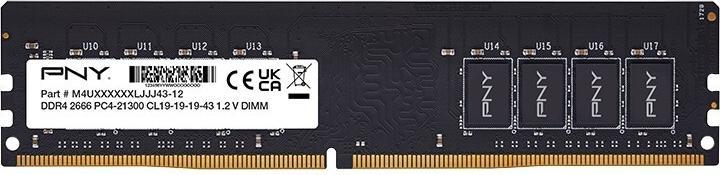 Produktbild PNY Pamięć 8GB DDR4 2666MHz 21300 MD8GSD42666-SI BULK (1 x 8GB, 2666 MHz, DDR4-RAM)