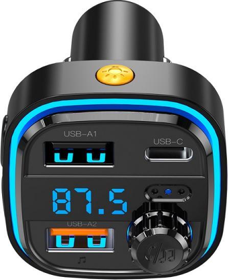 Produktbild Blue Power BT FM Transmitter and Car Charger BPBCC08, 2 x USB-A - 1 x USB C - 1 x microSD, schwarz