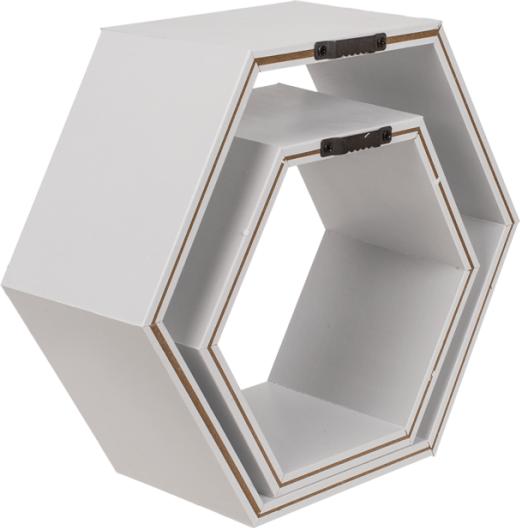Produktbild Ootb Weisses Wandregal, 6-eckig, 2er Set (23 x 20 x 9 cm)