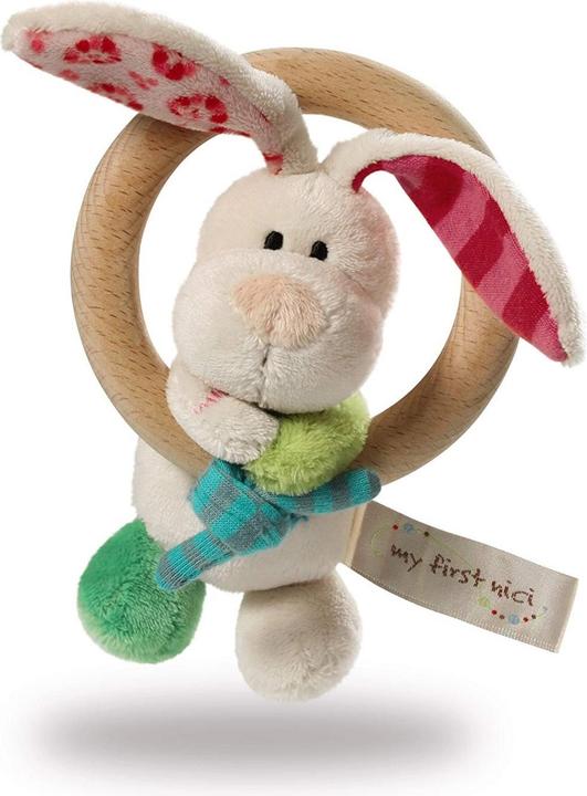 Actual product image NICI My First wooden clutch ring bunny Tilli with bell