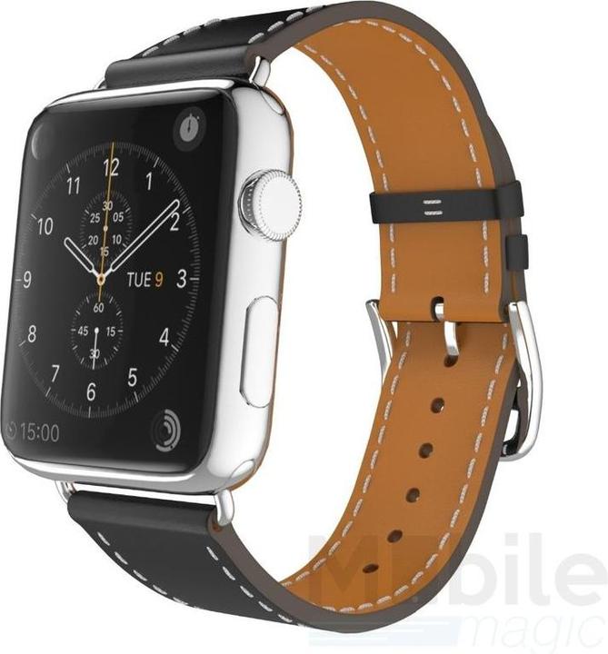 Produktbild Hermex Apple Watch 44mm / 42mm ANKI Leder Armband Classic Band SCHWARZ